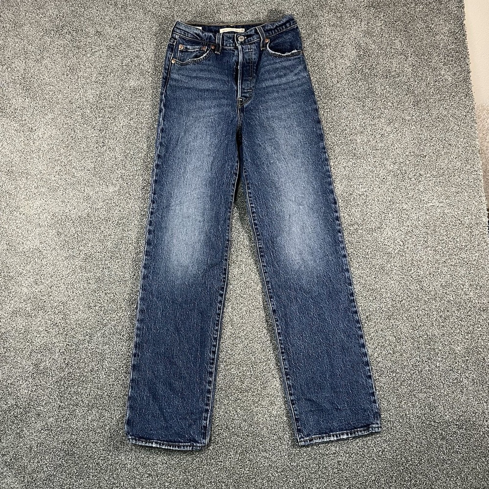 Levis Premium Ribcage Straight Ankle Womens Jeans Size 25 High Rise Blue